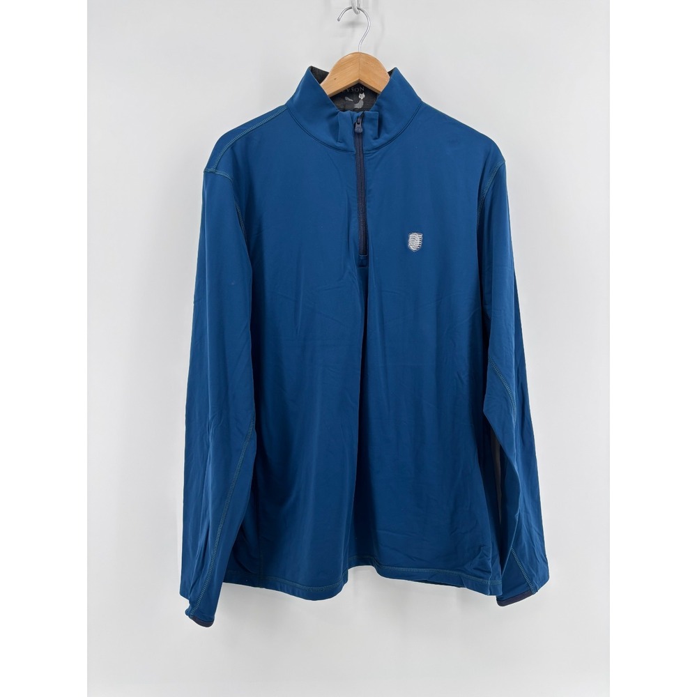 Greyson Golf Quarter Zip Performance Pullover Mens Blue Logo Long Sleeve XL